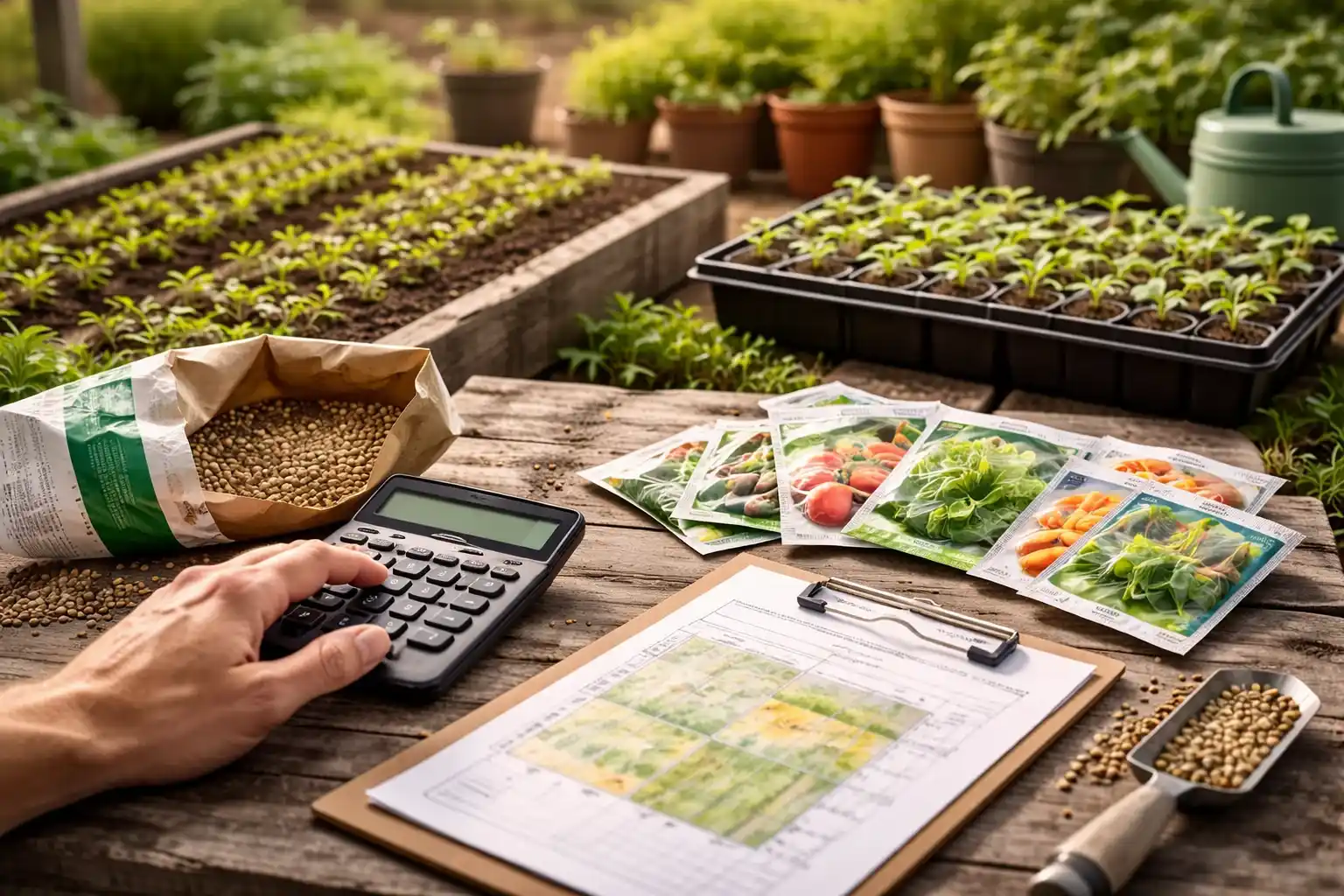 Agroenlace Blog Planificación de huerto: sobres de semillas por m² con cálculo para cama, bandeja y matera.