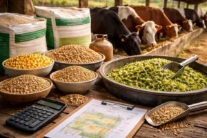 Como hacer alimento para ganado bovino en finca: preparación de ración con granos y suplemento.