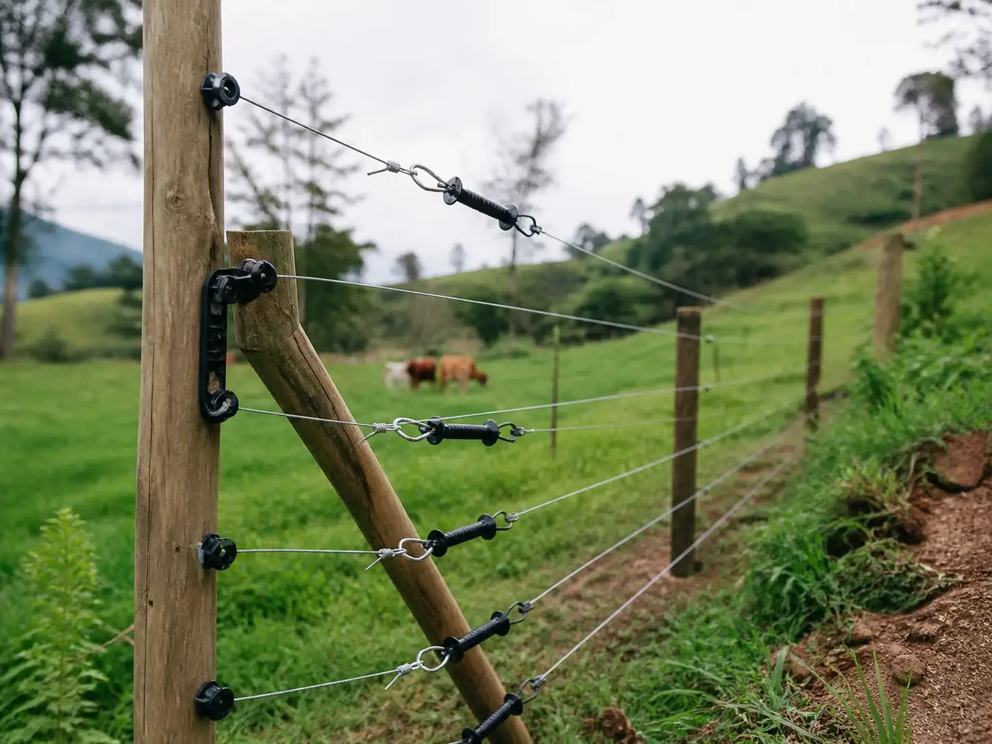 Optimice las esquinas y cambios de nivel en cerca eléctrica ganadera con los kits de instalación y asesoría técnica de Agroenlace.